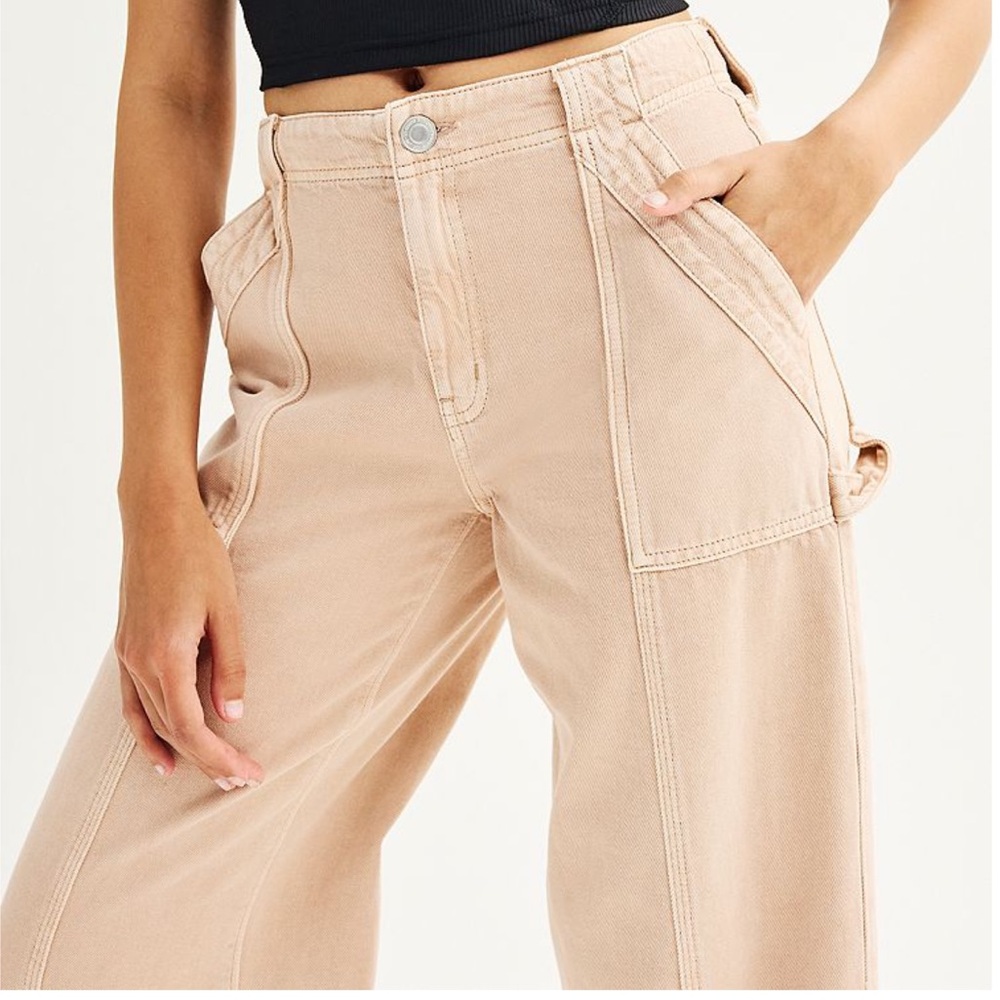 SO Stylish Blush Pink Low Rise Carpenter Wide-Leg Pants Juniors Size 3 / 26